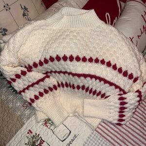Cozy Cream and Red Women's Sweater